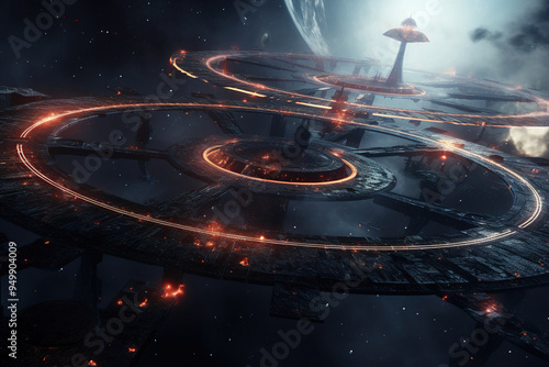 Futuristic Space Station Design: A Cosmic Metropolis photo