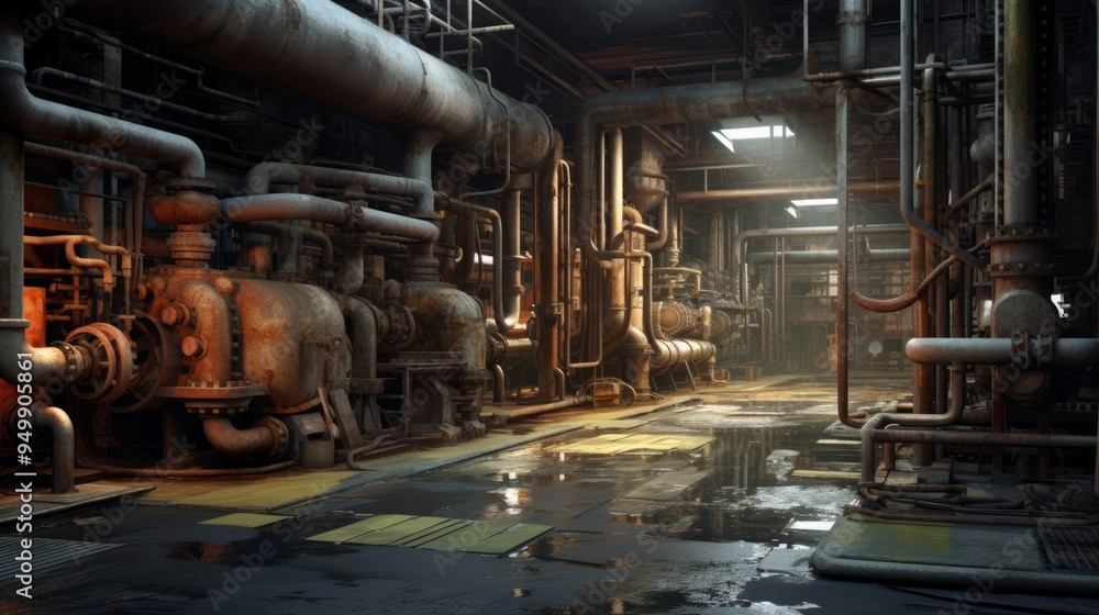 Control room valve and pipeline power plants. Neural network ai generated art Control room valve and pipeline power plants. Neural network ai generated art