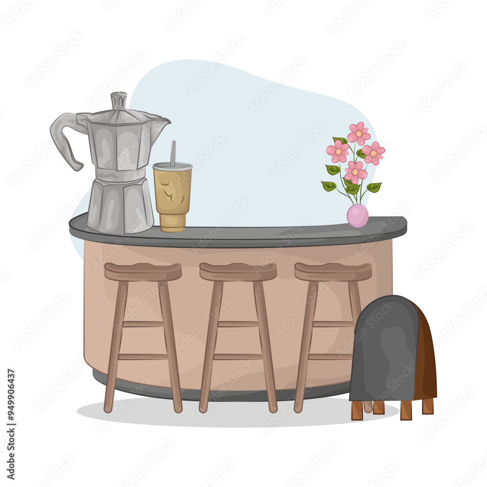 Illustration of bar table Illustration of bar table