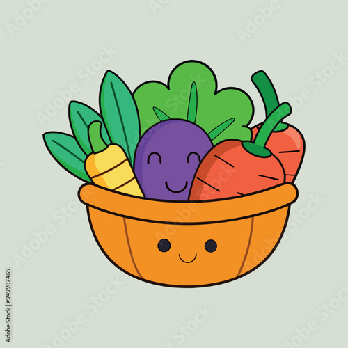 cartoon illustration basket of vegetablespng clipart without background 