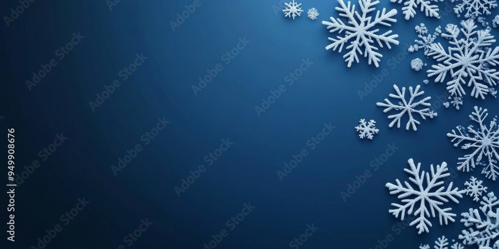 White snowflakes forming a border on a blue background White snowflakes forming a border on a blue background