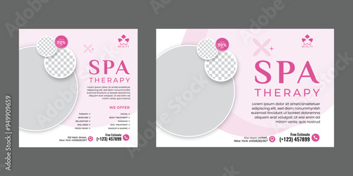 beauty and spa social media post design template, spa center web banner relax layout design 
