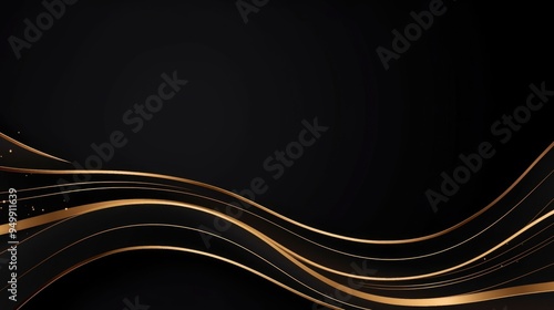 Free abstract black background with gold wave