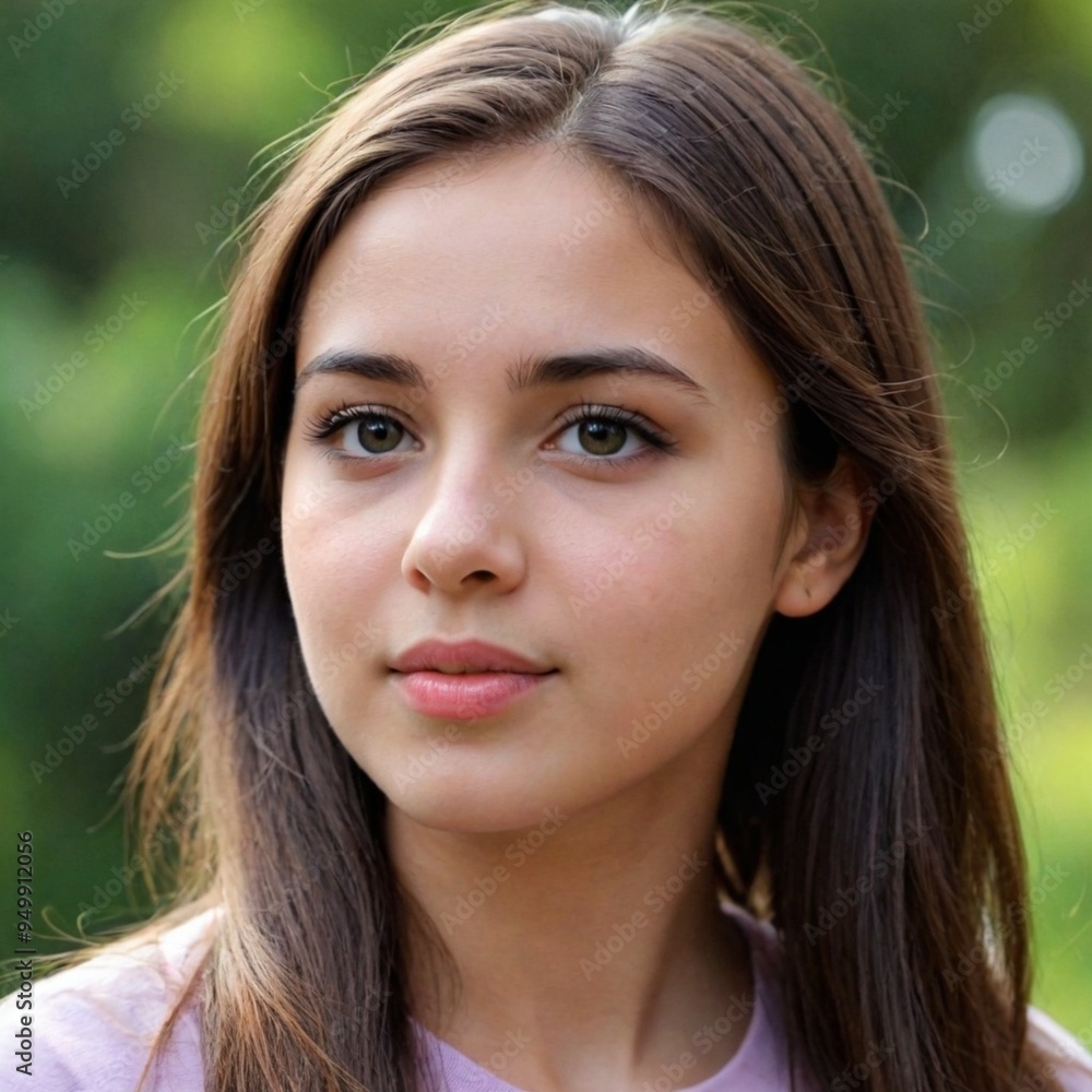 Portrait of young woman with natural expression Portrait of young woman with natural expression