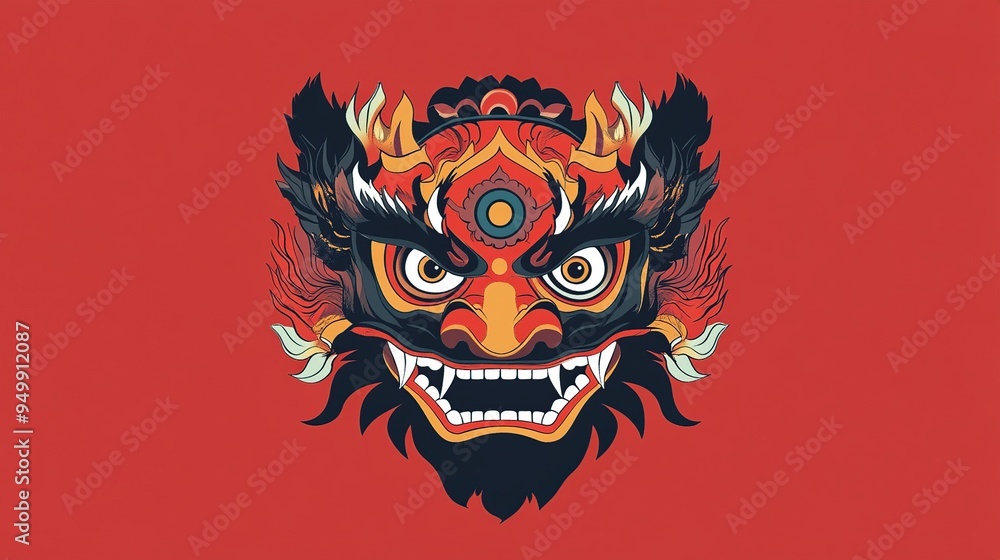 Fototapeta premium Chinese Dragon Mask Illustration