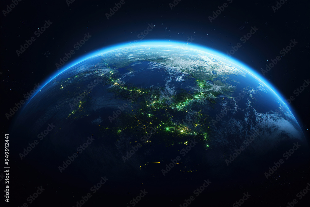 Fototapeta premium Earth at Night: A Breathtaking View from Space