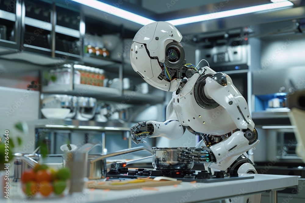 ai generative humanoid robot working in the kitchen ai generative humanoid robot working in the kitchen