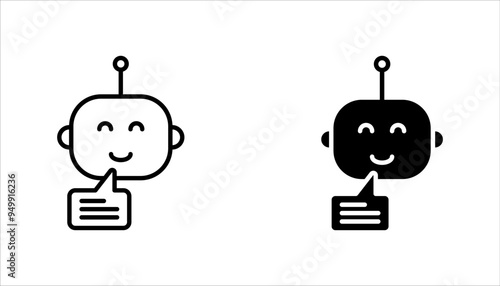 Chat bot icon set. Robot, support bot, online support service, Chat bot for customer service, virtual assistant, Artificial intelligence robot, on white background.