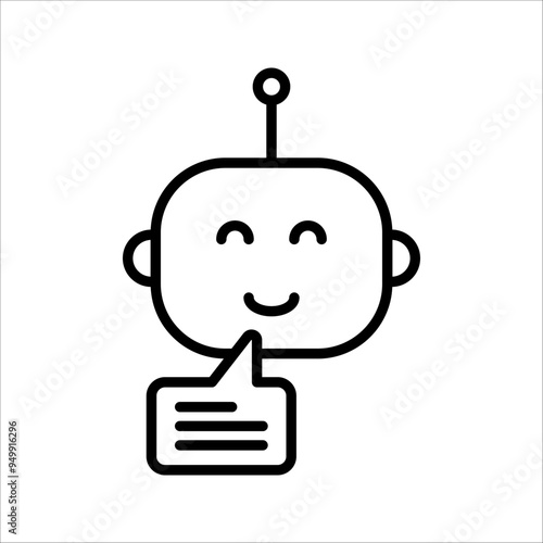 Chat bot icon, Robot, support bot, online support service, Chat bot for customer service, virtual assistant, Artificial intelligence robot, on white background.