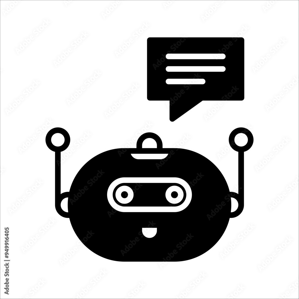 Fototapeta premium Chat bot icon, Robot, support bot, online support service, Chat bot for customer service, virtual assistant, Artificial intelligence robot, on white background.