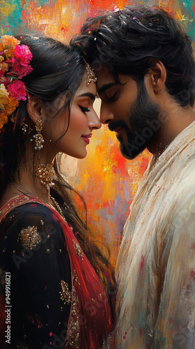 Indian man and woman in love