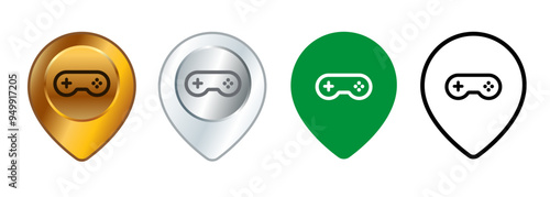 Arcade zone location destination symbol game center place navigation sign map direction icons set design collection