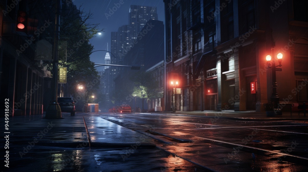 Rainy Night in the City: A Captivating Urban Landscape Rainy Night in the City: A Captivating Urban Landscape