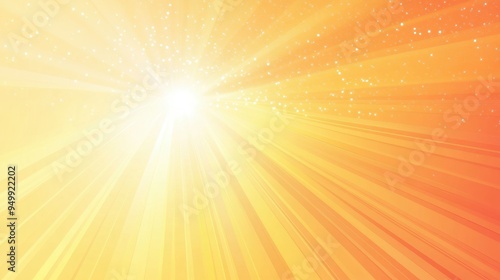 Abstract Yellow and Orange Sunshine Burst Background with White Glitter