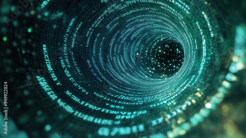 Wallpaper Mural Abstract Digital Tunnel with Glowing Data and Code. Torontodigital.ca