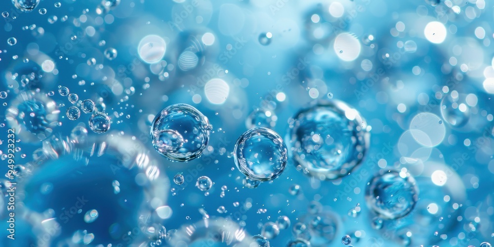 Abstract Close-Up of Air Bubbles in Blue Water Abstract Close-Up of Air Bubbles in Blue Water