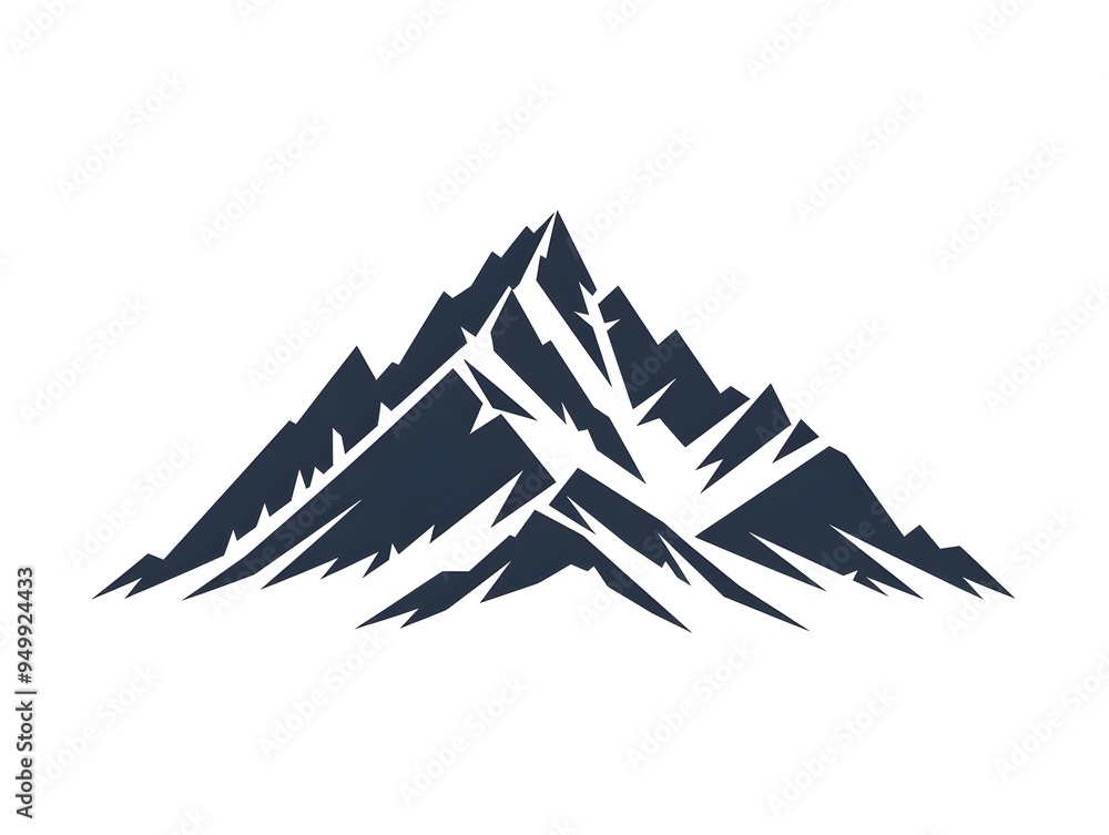 Fototapeta premium Minimalist Mountain Icon Symbolizing Adventure and on White Background