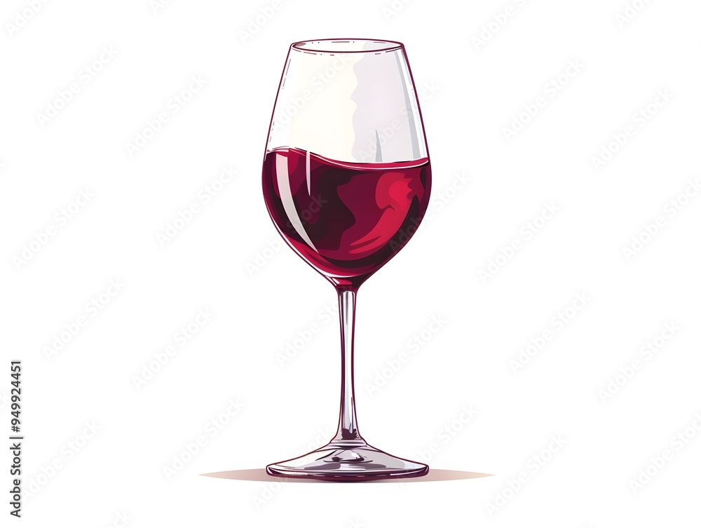 Elegant Wine Glass Icon Representing Fine Dining Beverages on White Background with Copy Space Elegant Wine Glass Icon Representing Fine Dining Beverages on White Background with Copy Space