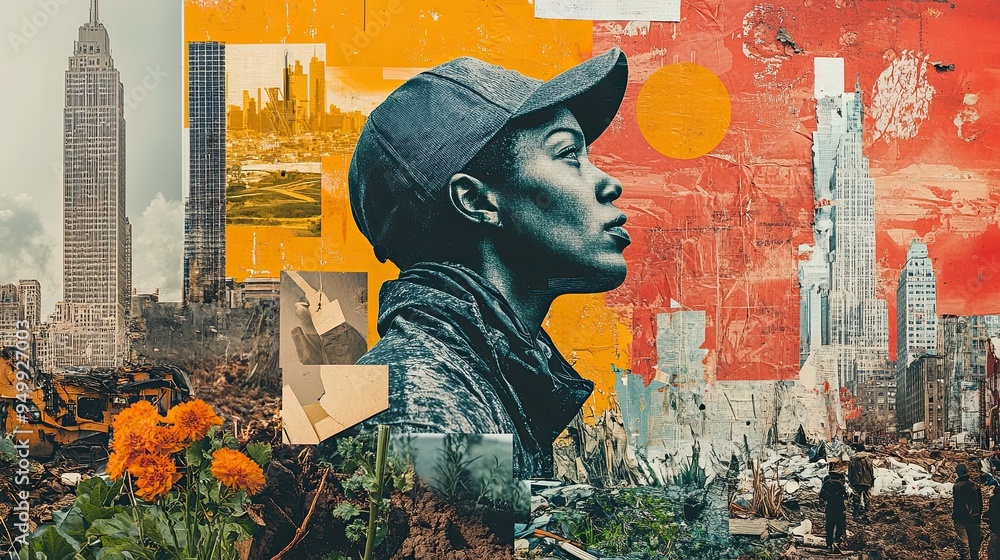 Fototapeta premium A collage highlighting the importance of environmental activism, featuring images of protests, demonstrations, and community clean-up efforts.