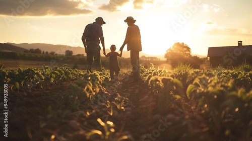 Agrarian family's deep connection to their land with generations of farmers working the same fields passing down knowledge traditions and a profound respect for nature and its cycles