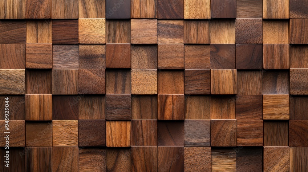 Abstract Wooden Wall Panel - Brown Wooden Squares Texture Background Abstract Wooden Wall Panel - Brown Wooden Squares Texture Background