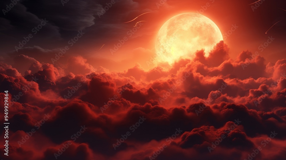 Red Sky, Full Moon: A Dramatic Cloudscape Red Sky, Full Moon: A Dramatic Cloudscape
