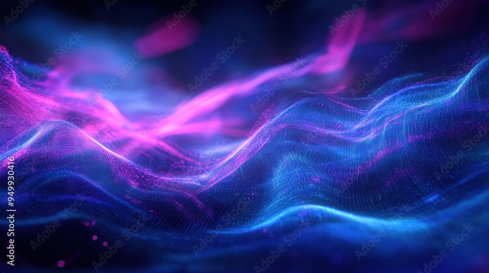 Fototapeta premium Abstract Blue and Pink Digital Wave Background.