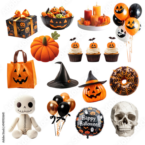 PNG Halloween party design element set, transparent background