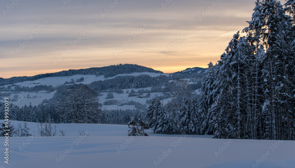 Sunset in the german alps in winter Sunset in the german alps in winter