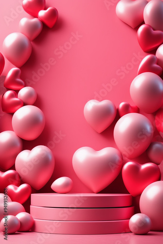 Valentines day podium for product display valentines background