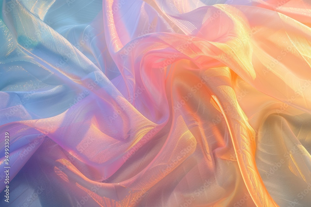 Fototapeta premium Abstract Image of Draped, Iridescent Sheer Fabric