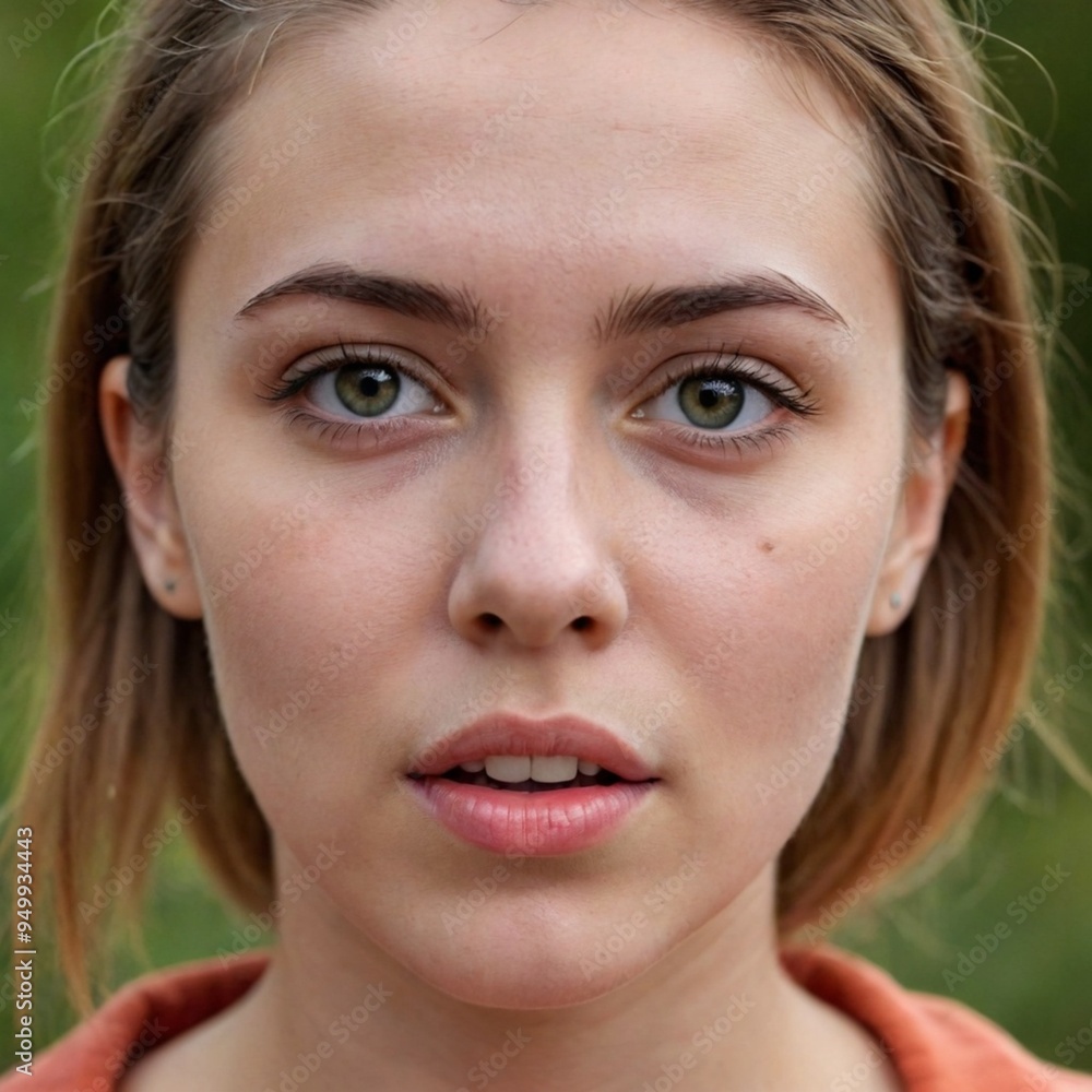 Portrait of young woman with natural expression Portrait of young woman with natural expression