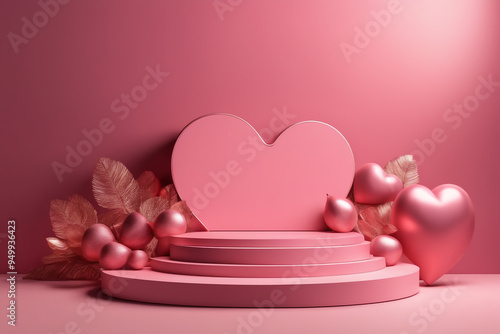 Valentines day podium for product display valentines background