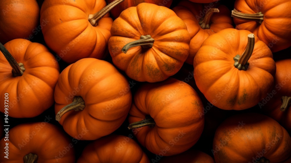 Bunch of orange mini pumpkins with stripes and dark spots. Neural network ai generated art Bunch of orange mini pumpkins with stripes and dark spots. Neural network ai generated art