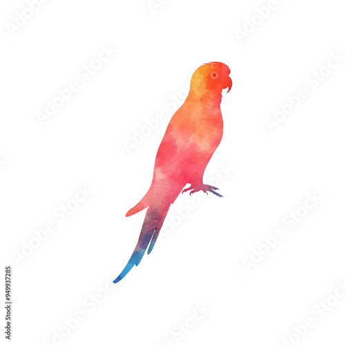 abstract color silhouette of cockatoo vector illustration in watercolor style