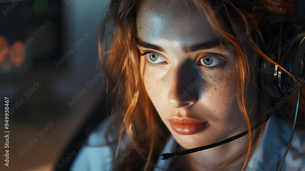 Portrait of a young woman call center operator. AI Generated Portrait of a young woman call center operator. AI Generated