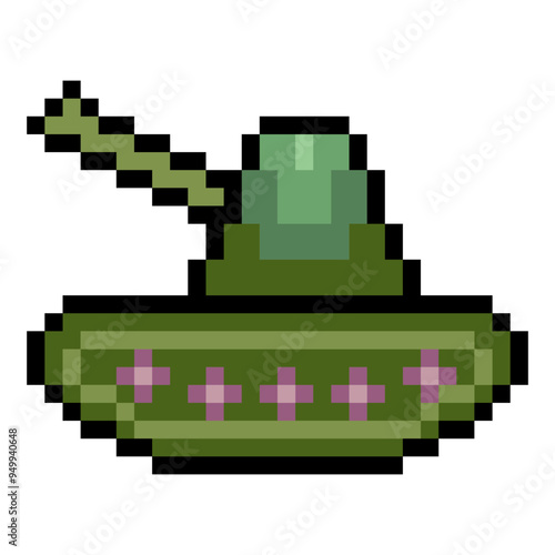 War machine armored tank in pixel art style