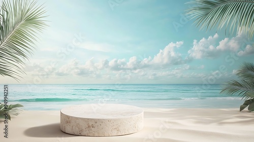 Stone podium set against a stunning sea view backdrop