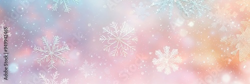 Soft Christmas background with pastel colors and delicate snowflakes