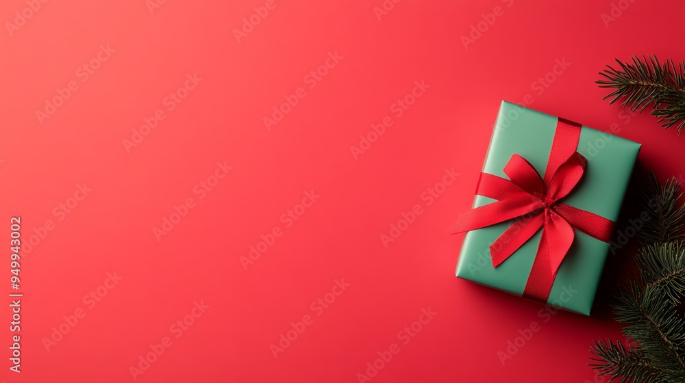 Beautifully wrapped gift box with a red ribbon against a vibrant red background, perfect for holiday celebrations and occasions. Beautifully wrapped gift box with a red ribbon against a vibrant red background, perfect for holiday celebrations and occasions.