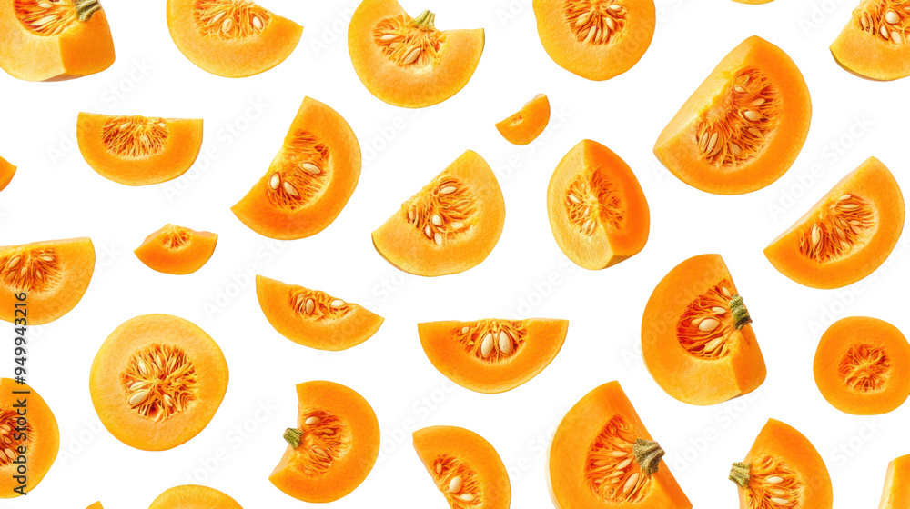 Orange pumpkin slices isolated on transparent background Orange pumpkin slices isolated on transparent background
