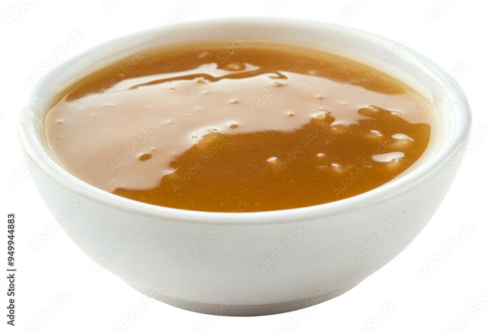 Brown sauce in a white bowl isolated on transparent background Brown sauce in a white bowl isolated on transparent background