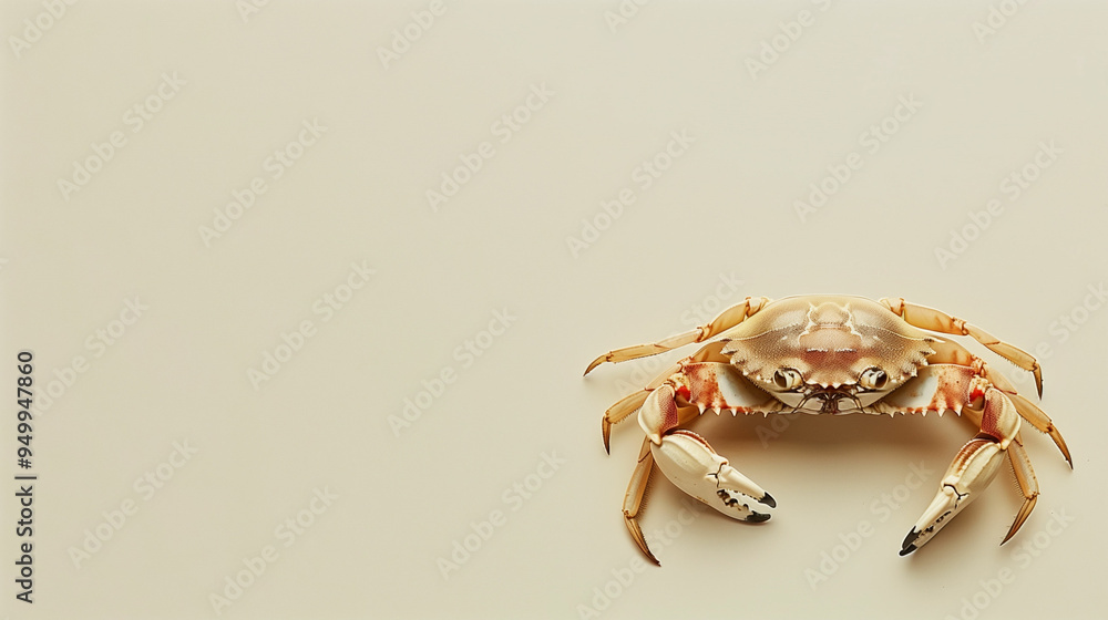 A close-up view of a crab on a neutral background showcasing its detailed features and natural colors A close-up view of a crab on a neutral background showcasing its detailed features and natural colors