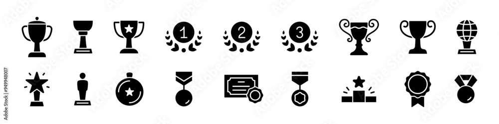 Cup icon. Prize vector set. Champion sign isolated on white background. Winner symbol. Cup icon. Prize vector set. Champion sign isolated on white background. Winner symbol.