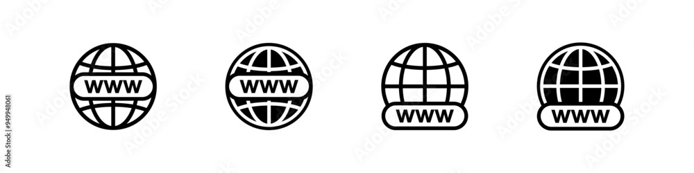 Internet icon. Web www sign. Website vector icon. Visit url page symbol isolated on white background. Internet icon. Web www sign. Website vector icon. Visit url page symbol isolated on white background.