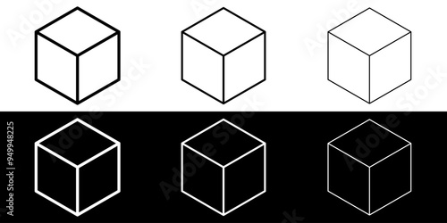 Perspective 3d cube design icon. Pexel perfect creativity sign symbol.