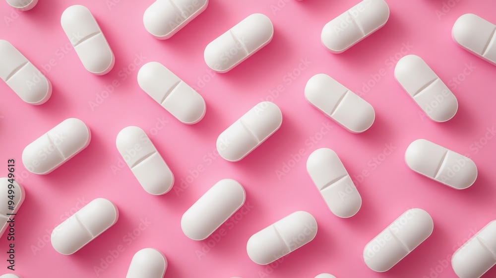 White capsules on pink background,Medicines to combat the epidemic and viruses,tablet grid,Drug, tablet, pills,Global healthcare concept. Antibiotics drug resistance,Pharmaceutical industry. White capsules on pink background,Medicines to combat the epidemic and viruses,tablet grid,Drug, tablet, pills,Global healthcare concept. Antibiotics drug resistance,Pharmaceutical industry.