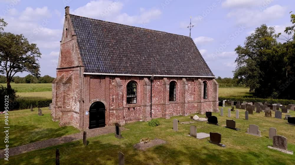 Aerial View of the Old Church in Katlijk, Friesland Aerial View of the Old Church in Katlijk, Friesland