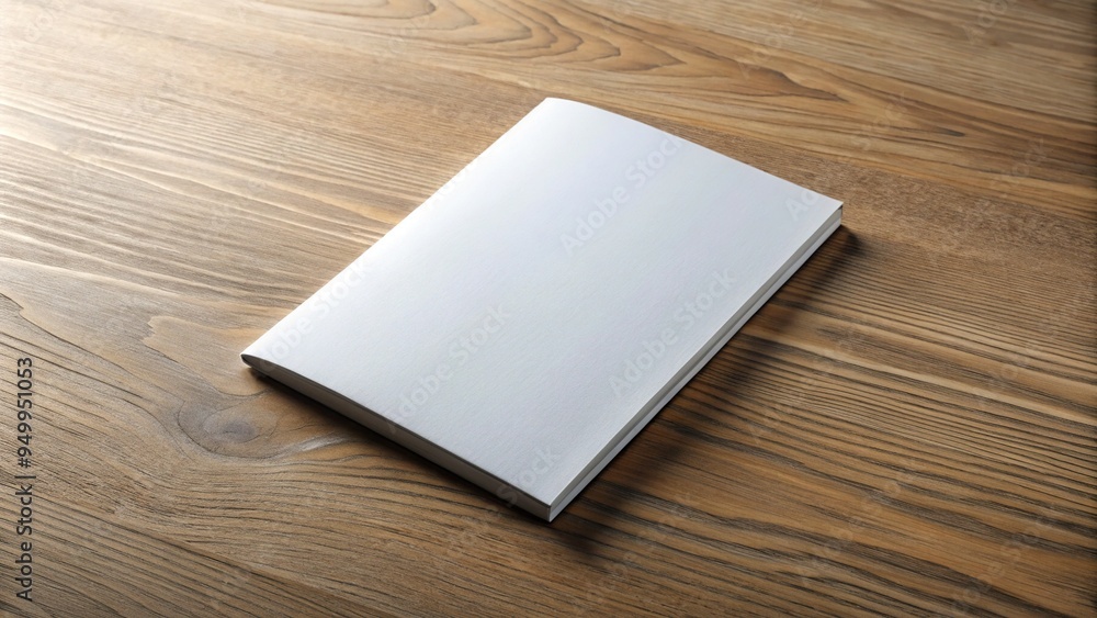 A blank, unbound, white booklet with a 5.5 x 8.5 inch size, lying flat on a desk, waiting for custom content and design elements. A blank, unbound, white booklet with a 5.5 x 8.5 inch size, lying flat on a desk, waiting for custom content and design elements.