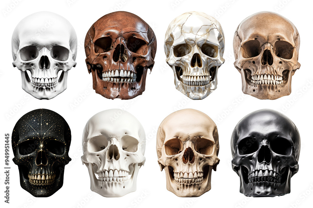 PNG human skull design element set, transparent background PNG human skull design element set, transparent background